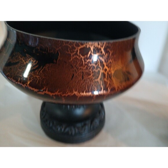 Vintage Hobby Lobby Crackle Glass Golden/ Black Wood Bow-Lidl Center Piece 8" - Picture 13 of 16